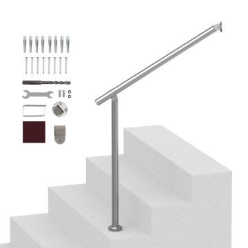 Handrail set for outdoor stairs, 80 cm, silver, pre-assembled