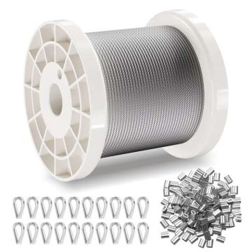 Wire Rope Kit, 1/16", 304 Stainless Steel, 330 Feet, Marine Grade