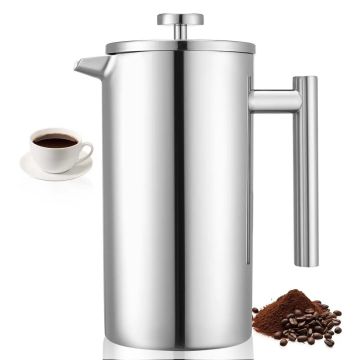 French press coffee maker, 1.5 L, stainless steel, silver