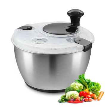 Stainless Steel Salad Spinner, 4.75 qt, One-Handed Dryer