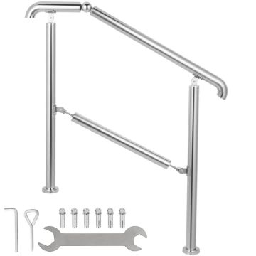 5-step stainless steel adjustable stair railing for indoor and outdoor