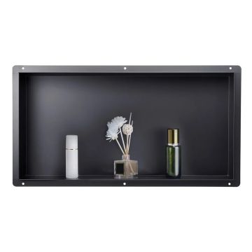 Black frameless stainless steel shower enclosure 33x63.5x10.2 cm