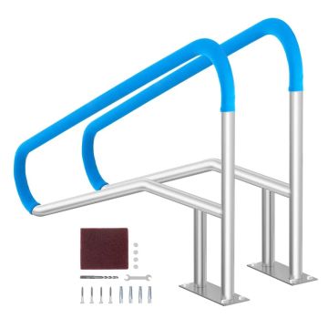 Balustrady basenowe, 2 szt., 55x32 cale, stal nierdzewna, do basenów wewnętrznych i zewnętrznych