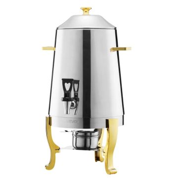 Stainless steel beverage dispenser 13 L with alcohol burner and hot/cold water tap