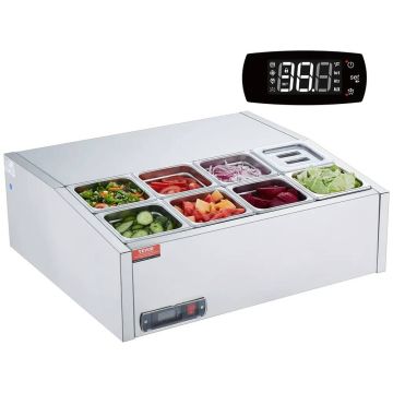 Refrigerated condiment station, 8 containers, stainless steel, 145 W
