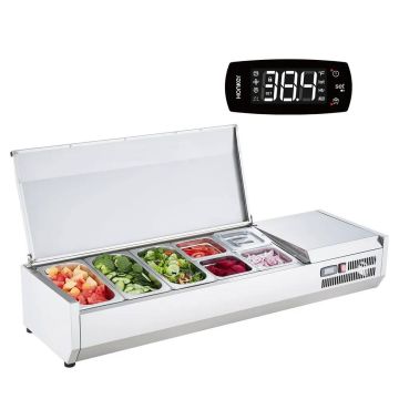 Refrigerated condiment station 150 W, stainless steel, 3 baking tins
