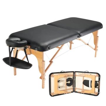 Professional wide folding massage table, 30 inches wide, adjustable height