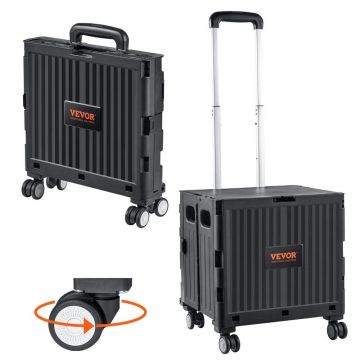 Foldable universal trolley, 50 kg, telescopic handle, black