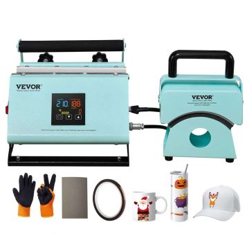 2in1 Heat Press for Glasses and Caps, Green, 11-30 oz.