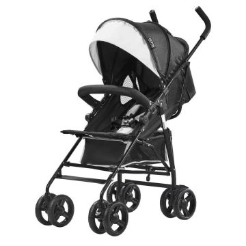 Compact folding stroller for toddlers, carbon steel, black/white