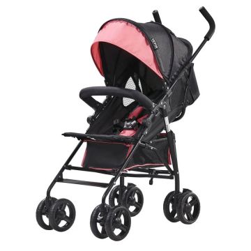 Compact lightweight stroller for toddlers, carbon steel, black/pink