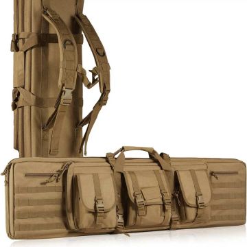 Tactical rifle case, 42 inches, soft, brown, double with pockets