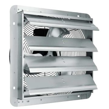 Shutter type exhaust aluminum fan, 406 mm, 1400 rpm, 2000 CFM, wall mounted, for ventilation