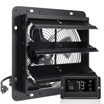 Extractor fan, 254 mm, temperature and humidity controller, EC motor, 843 CFM, variable speed, wall-mounted, for greenhouses and garages