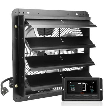 Shutter type exhaust fan, 406 mm, temperature and humidity controller, EC motor, wall mounted, variable speed, 1747 CFM, for greenhouses and garages