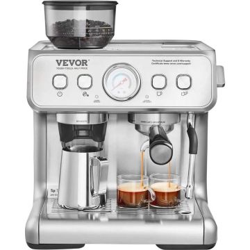Semi-automatic espresso machine with grinder, 15 bar, milk frother and PID system