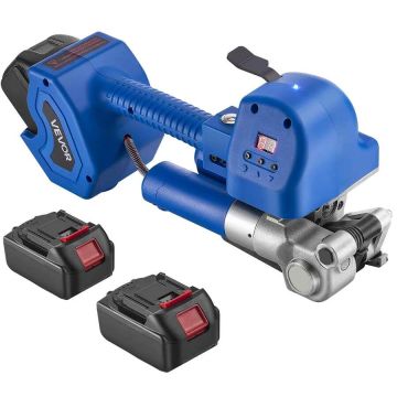 Electric strapping device with digital display, for 10-19 mm straps