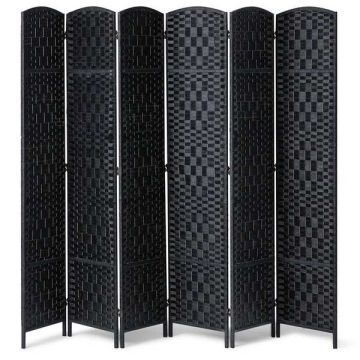 6 Panel Black Handmade Folding Room Divider