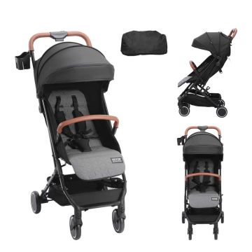 Standard baby stroller, adjustable backrest, black