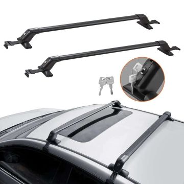 Universal aluminum roof rack bars with locks, adjustable, 70.3 kg load capacity