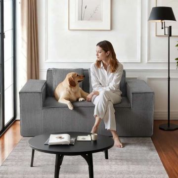 Dwuosobowa sofa welurowa w kolorze szarym, 160 cm, nowoczesna, ze sprężynami kieszeniowymi