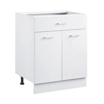 White shaker base cabinet with drawer, 24 inches, unassembled