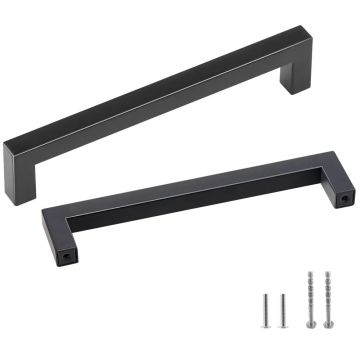 30 stainless steel cabinet handles, matte black, 128 mm