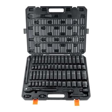 65-piece 1/2 inch impact socket set, SAE and metric, cr-v steel