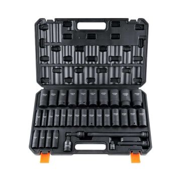 34-piece 1/2 inch deep impact socket set, cr-mo steel, 8-36 mm