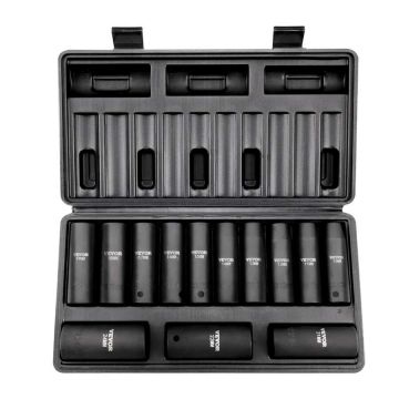 1/2 inch impact socket set, 13 pieces, 10-24 mm, CR-V steel