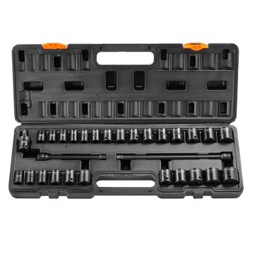 3/8" impact socket set, 29 pieces, CR-MO steel, 8-22 mm, for automotive repair