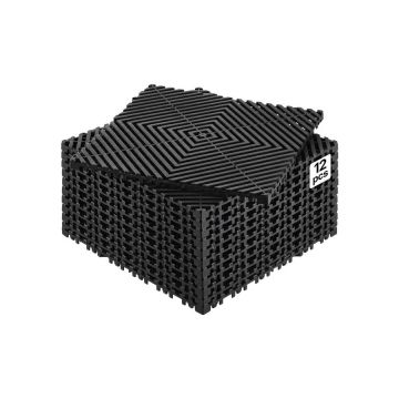 Mata drenażowa z czarnego PP, 12x12 cali, 12 szt.