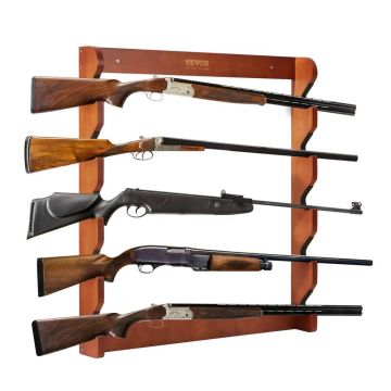 Wooden wall-mounted gun rack, 5 places, soft padding