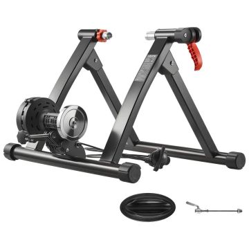 Stationary folding exercise bike, 6 resistance levels, 700C wheels, black