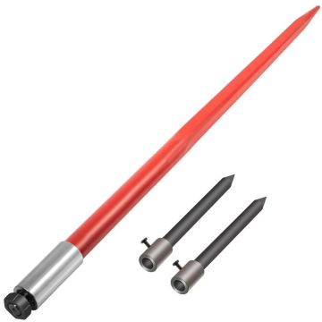Hay Bale Spear, 3000 lb Capacity, Red Forks, Quick Attach