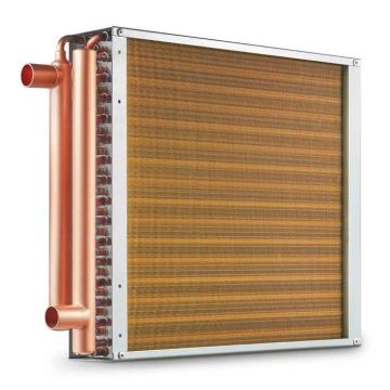 Water-air heat exchanger, copper, 40.6x40.6 cm, 3 rows