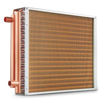 Water-air heat exchanger 18x20 cm, 3 rows, copper