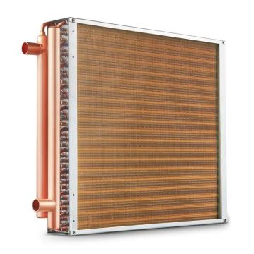 Water-air heat exchanger, 50.8x50.8 cm, 3 rows, copper ports