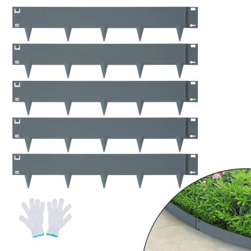Steel flexible landscape edging, 5 pcs., 99x7.5 cm, dark gray