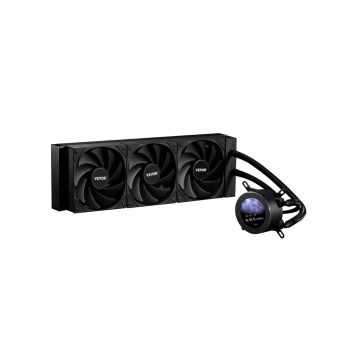 Chłodnica cieczowa AIO do procesora z 3 wentylatorami PWN 120 mm i 2,1-calowym wyświetlaczem LCD, czarna, kompatybilna z procesorami Intel/AMD