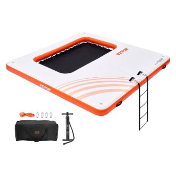 Nadmuchiwana platforma dokująca 10x10 stóp z trampoliną i drabinką