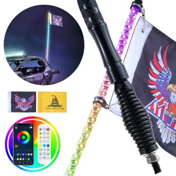3-stopowa lampa LED RGB z podstawą sprężynową i pilotem, wodoodporna, 360°, do pojazdów UTV, quadów i motocykli