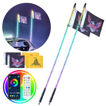 2 szt. 5-stopowych świateł obręczowych LED RGB ze sterowaniem radiowym, wodoodpornych, zapewniających oświetlenie 360° dla pojazdów UTV, ATV i motocykli