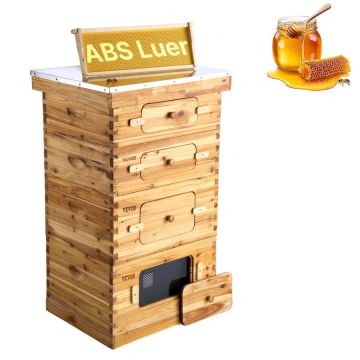 Langstroth beehive kit, 40 frames, waxed spruce wood, 2 deep + 2 medium boxes, clear acrylic windows