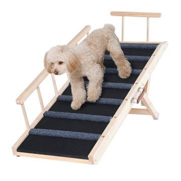 Foldable wooden dog and cat ramp, adjustable 35-70 cm, 120 cm long