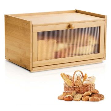 Bamboo bread box, large capacity, with acrylic lid