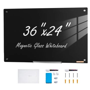 Duża magnetyczna tablica suchościeralna szklana 91x61 cm, czarna