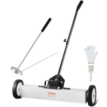 24 inch magnetic broom with wheels, telescopic handle, adjustable handle