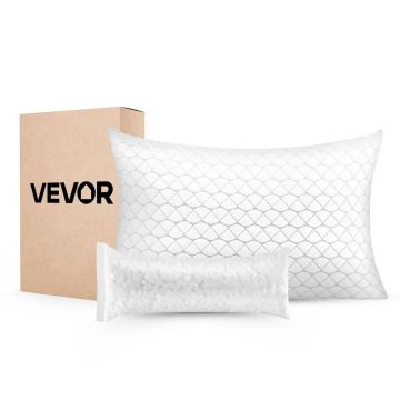 Queen size bed pillow with memory foam and adjustable support, natural fiber cover