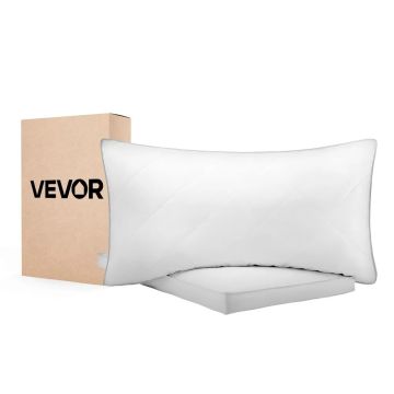 Luxurious royal white down filled bed pillows, set of 2